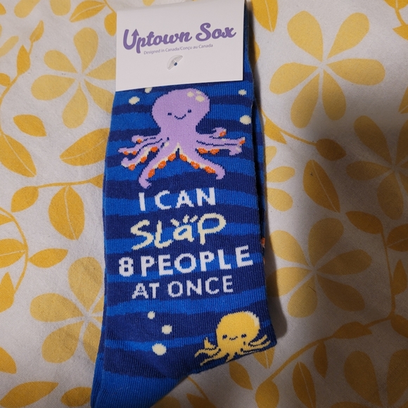 Uptown Sox - Gag Gift Socks - "I can slap 8 people at once" - OCTOPUS - Picture 1 of 2